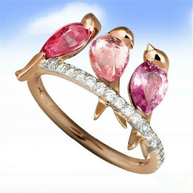 Wedding Qq - Rosa Zirkon niedlichen Vogel Frauen Silber