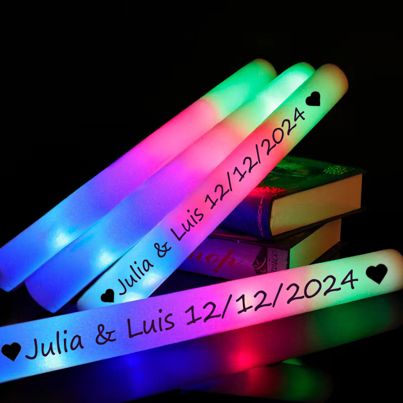 Wedding Supply Bulk - 30 Stück LED-Leuchtstäbe, bunt, RGB-Leuchtschaumstoffstäbchen, Jubelröhre,
