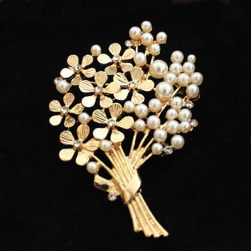 Suit Supply Wedding Party - Damen Zarte Blumenstrauß Perlenbrosche Niedliche Blumen-Corsage