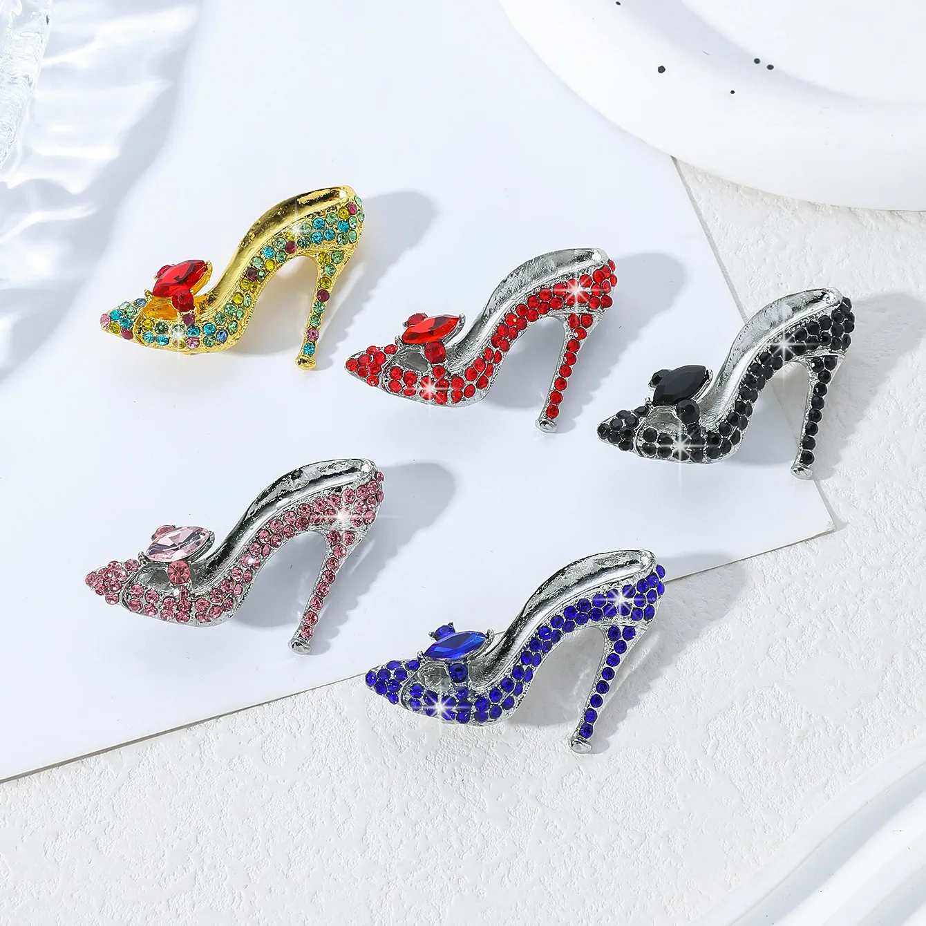 Suit Supply Wedding Party - Vintage Strass High-Heel Schuh Brosche Pins