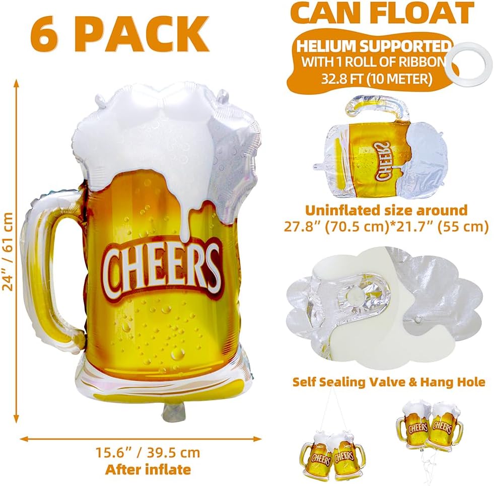 6 Stück Prost Bierkrug Luftbal – Wedding Alcohol Supply Bewertung und Preis